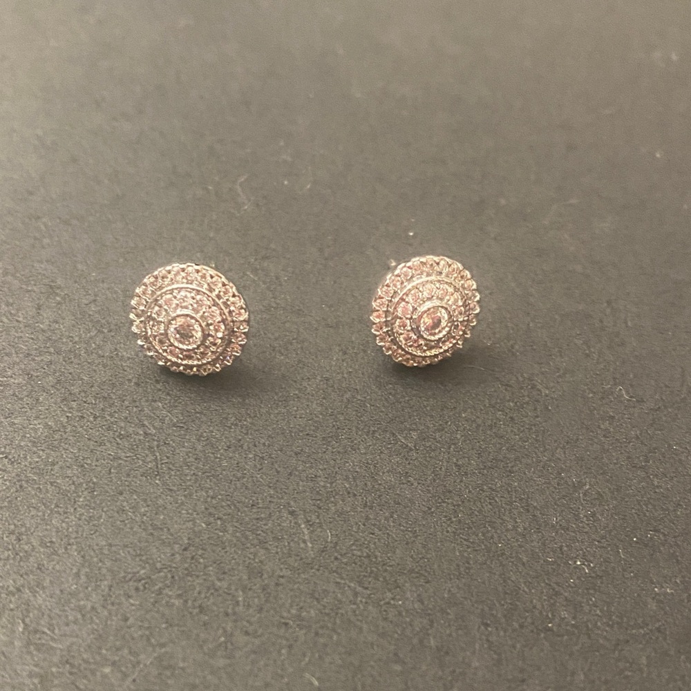Rose-Gold Pavé Concentric Circle Stud Earrings - Women's Jewelry